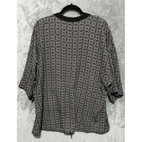 3/$20 Pleione Kimono Cardigan Tie Waist Black Lightweight Short Sleeve Large - Picture 5 of 6